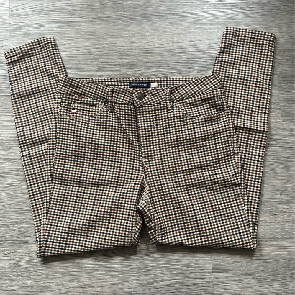 Tan Gingham Plaid Tommy Hilfiger Skinny Jeans